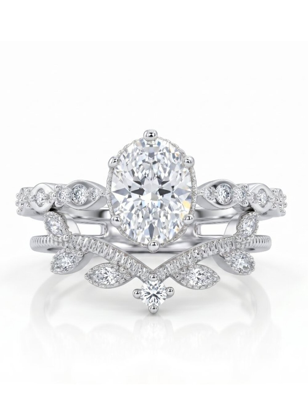 Vintage Style 2 piece  ring set, size 7, 925 Sterling Silver